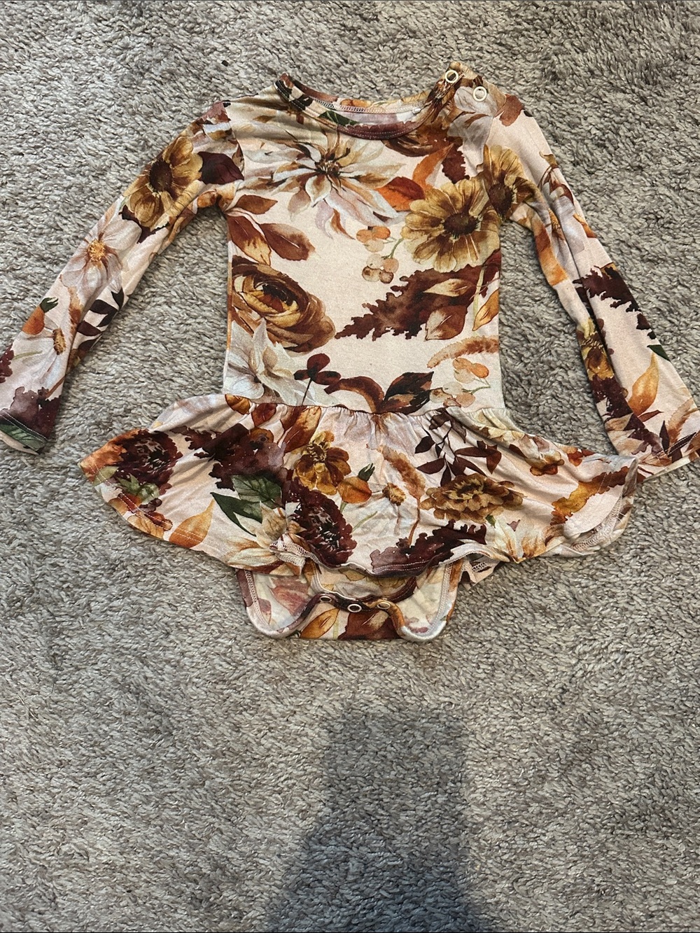Posh Peanut 6-12mo Long-Sleeve Floral Ruffle Bodysuit Twirl